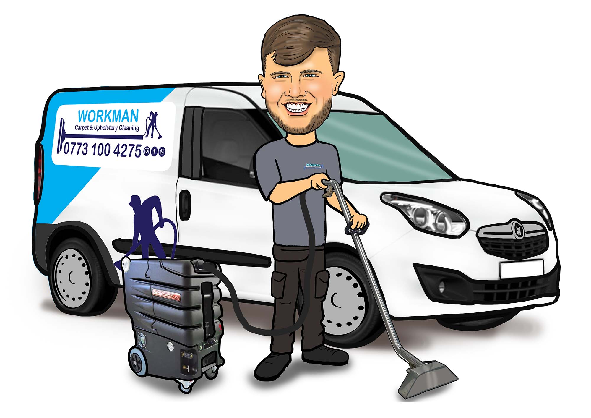 Workman Upholstery Cleaning Cartoon